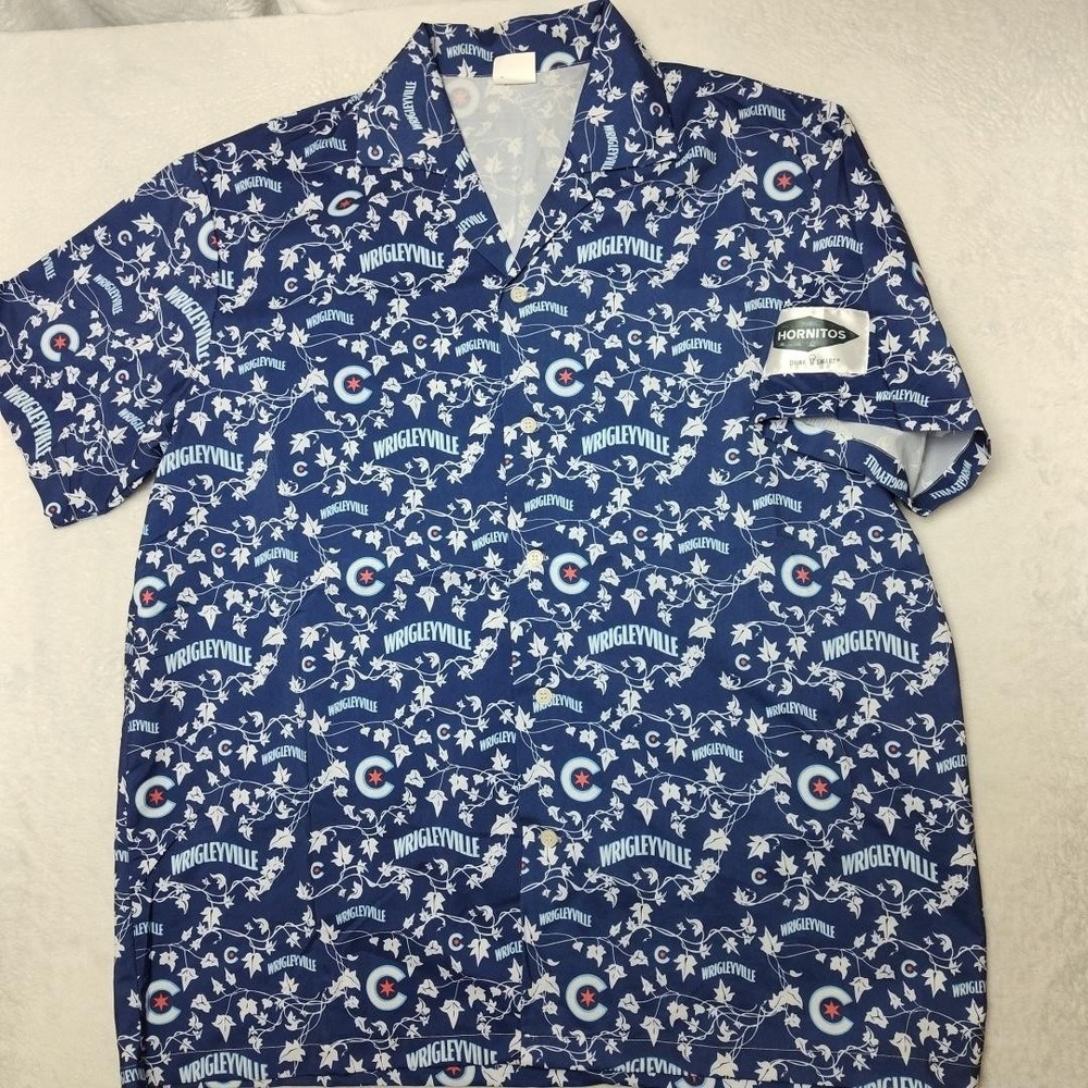Chicago Cubs Hawaiian Shirt Mens 2XL Blue Wrigleyville Baseball SGA Apc Hornitos